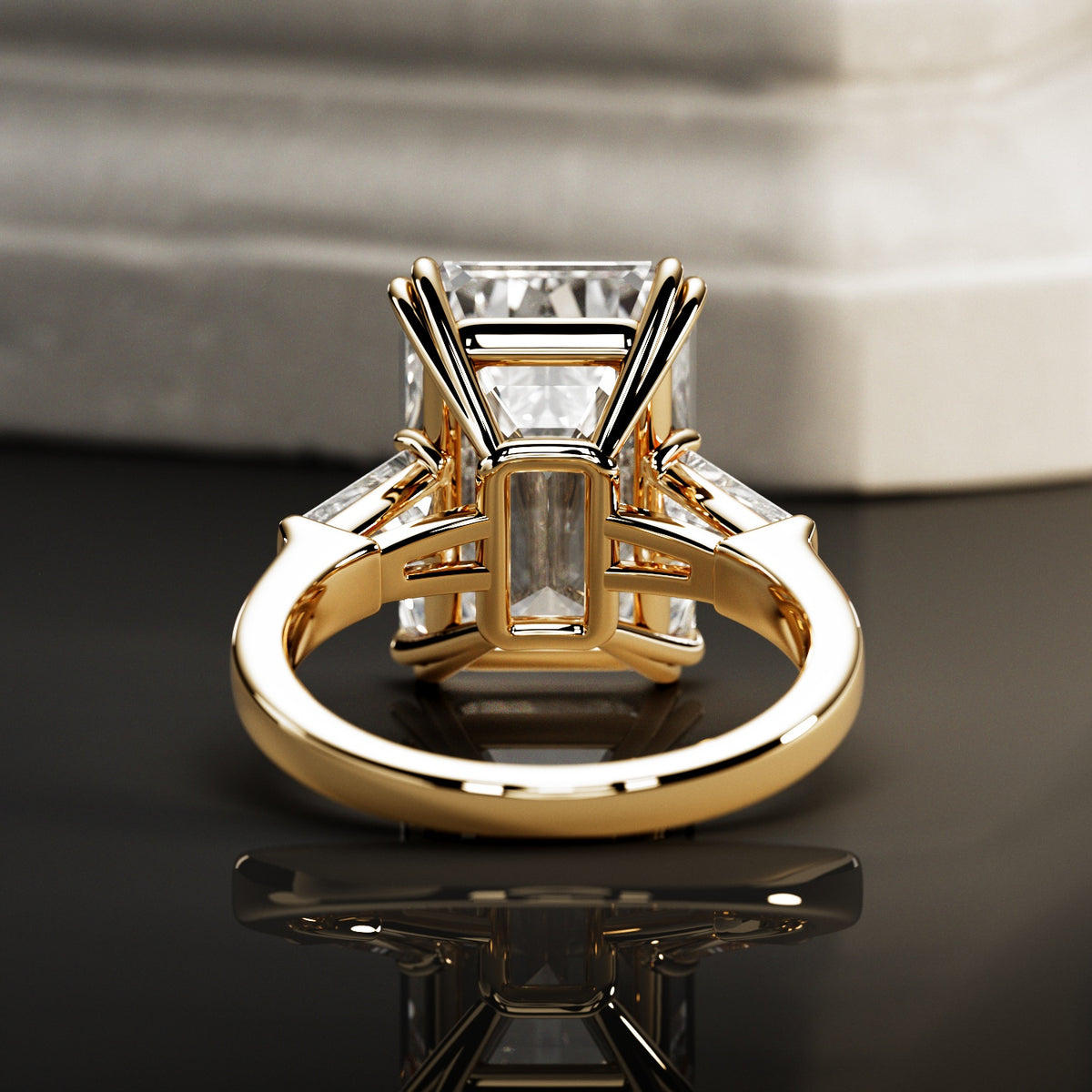 10 carat Emerald cut lab-grown diamond IGI certified, emerald shape engagement ring.