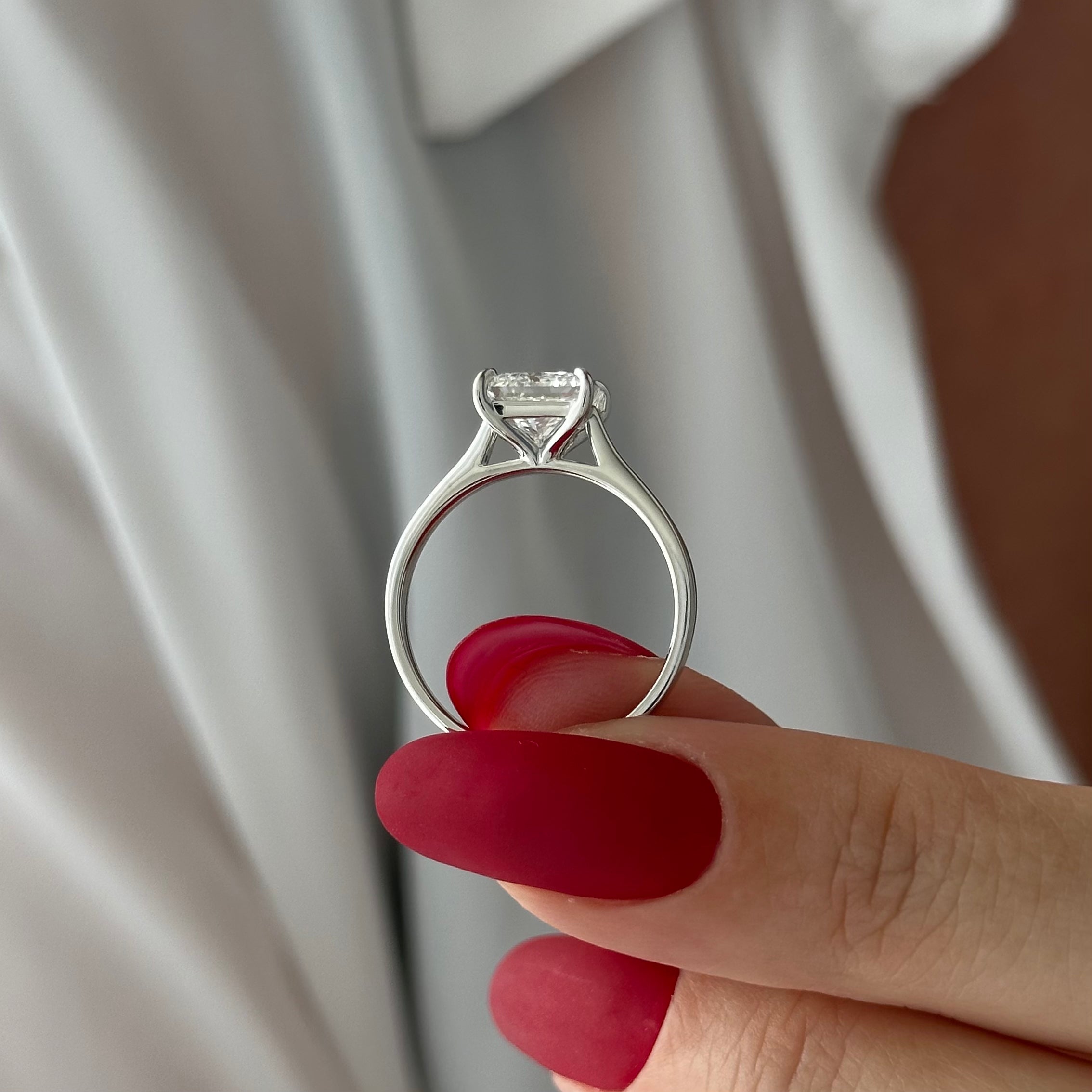 2 carat Princess cut lab-grown diamond IGI certified, solitaire engagement ring.