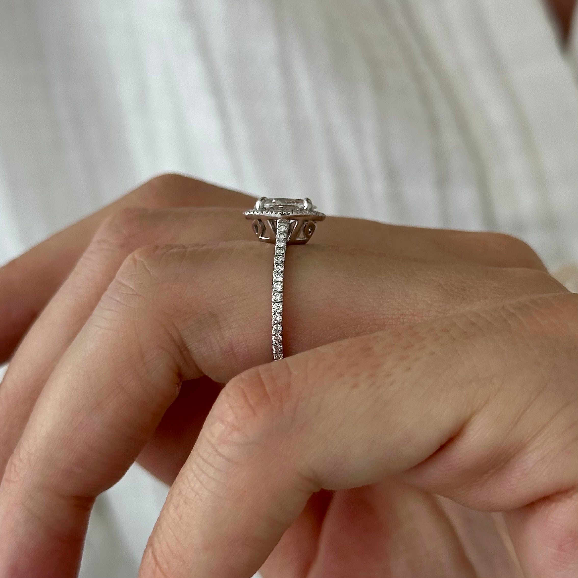 all-groups | 1 carat Oval cut lab-grown diamond IGI certified, hidden halo engagement ring.