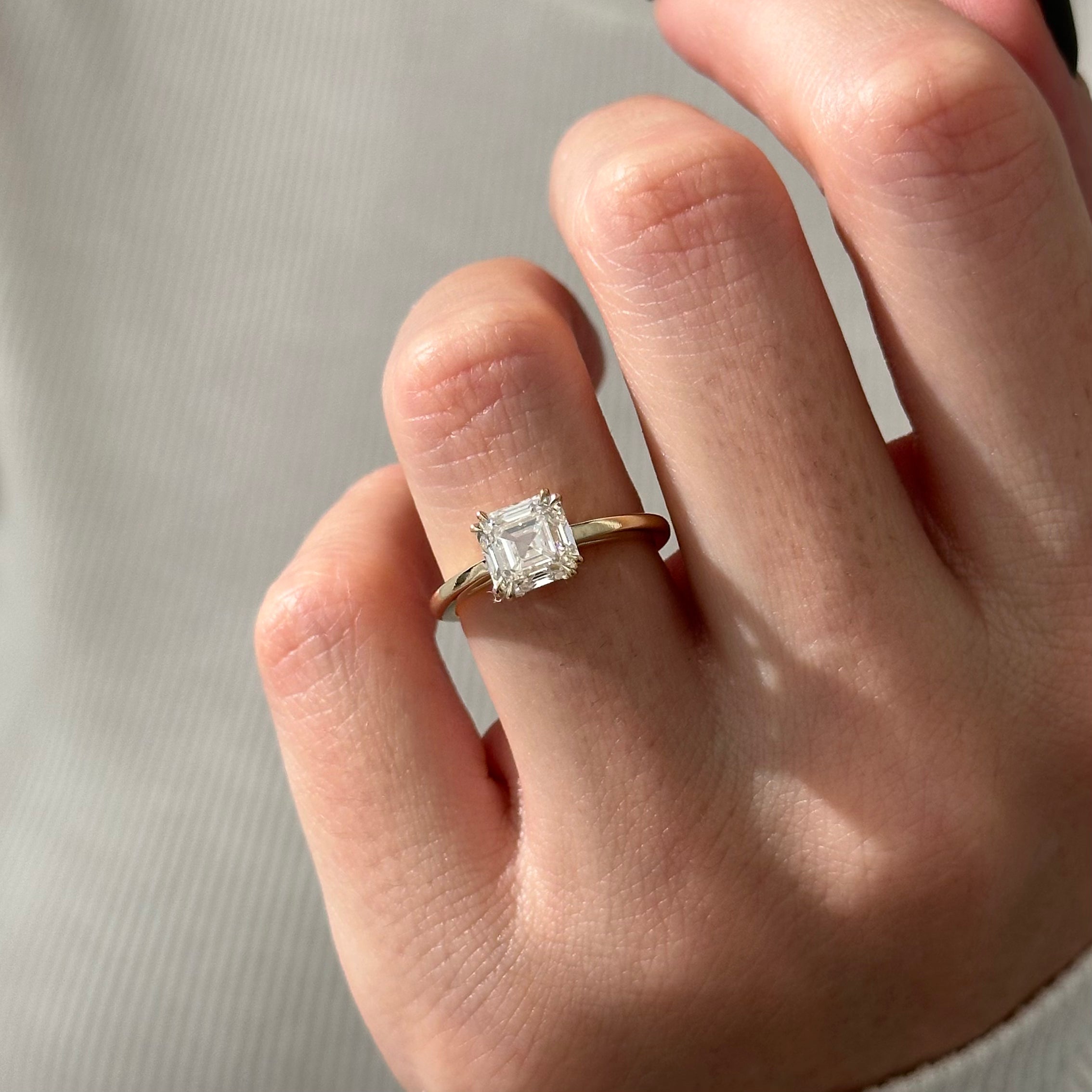 all-groups | 2 carat Asscher cut lab-grown diamond IGI certified, solitaire engagement ring.