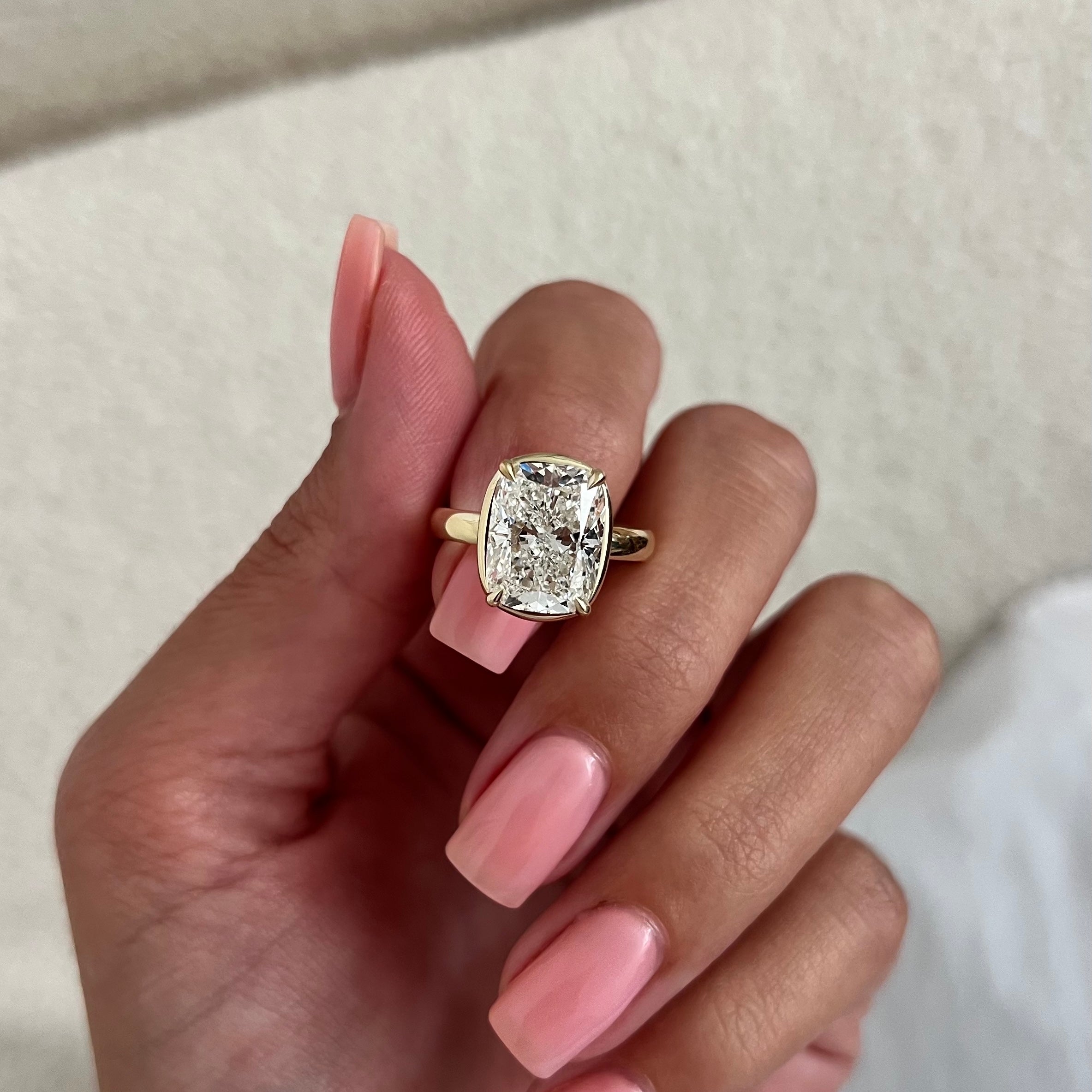 2 carat Radiant cut lab-grown diamond IGI certified, solitaire engagement ring.