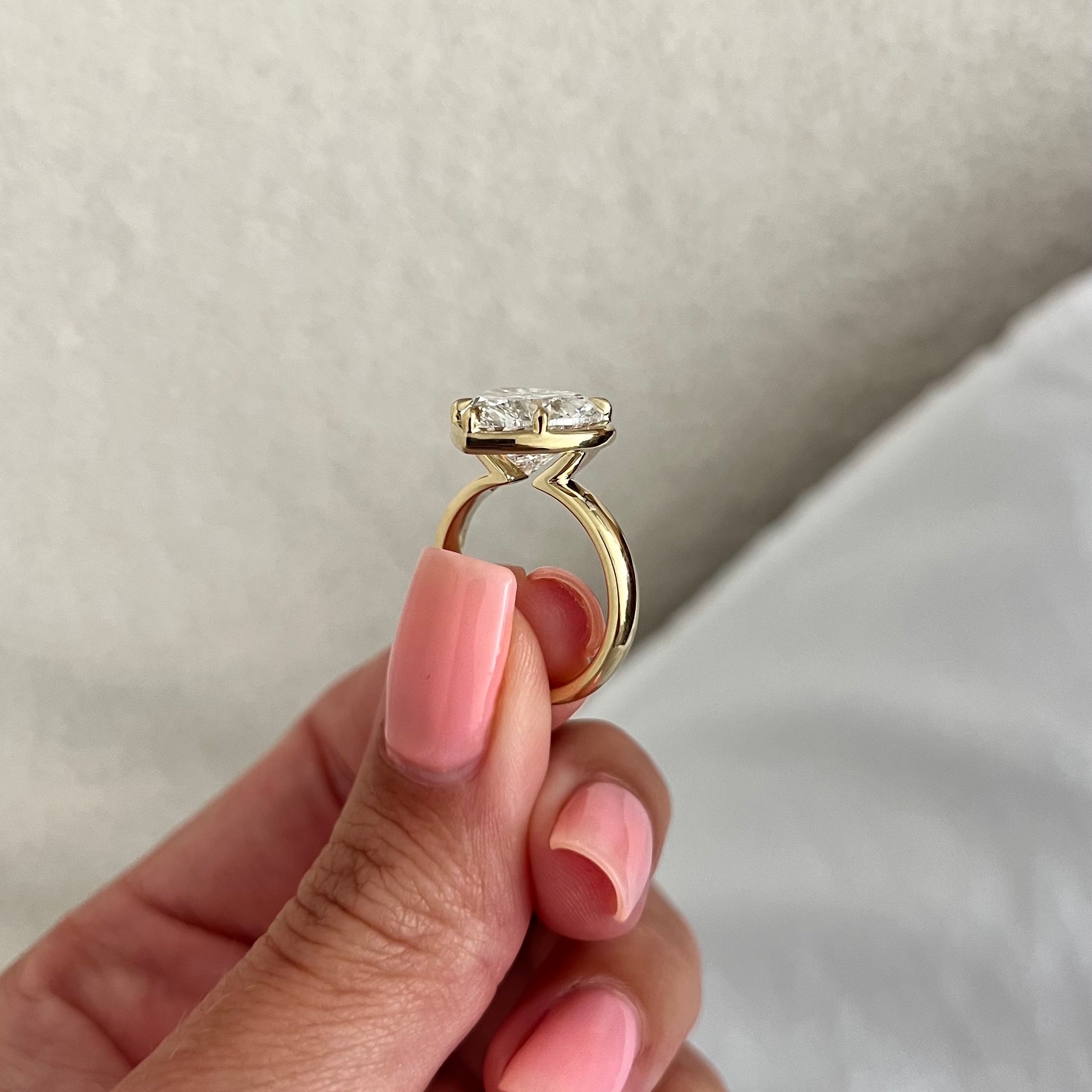 5 carat Radiant cut lab-grown diamond IGI certified, solitaire engagement ring.