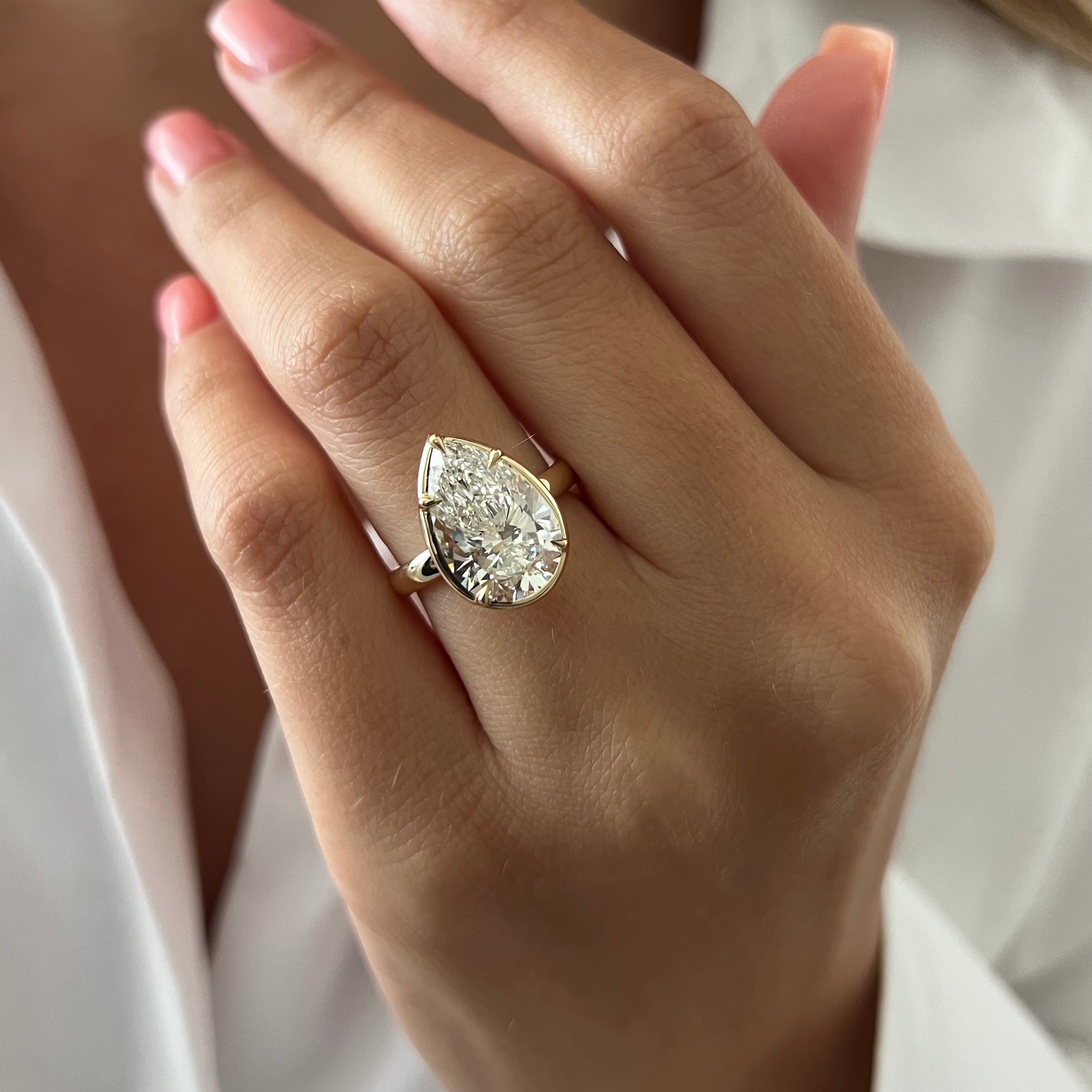 5 carat Radiant cut lab-grown diamond IGI certified, solitaire engagement ring.