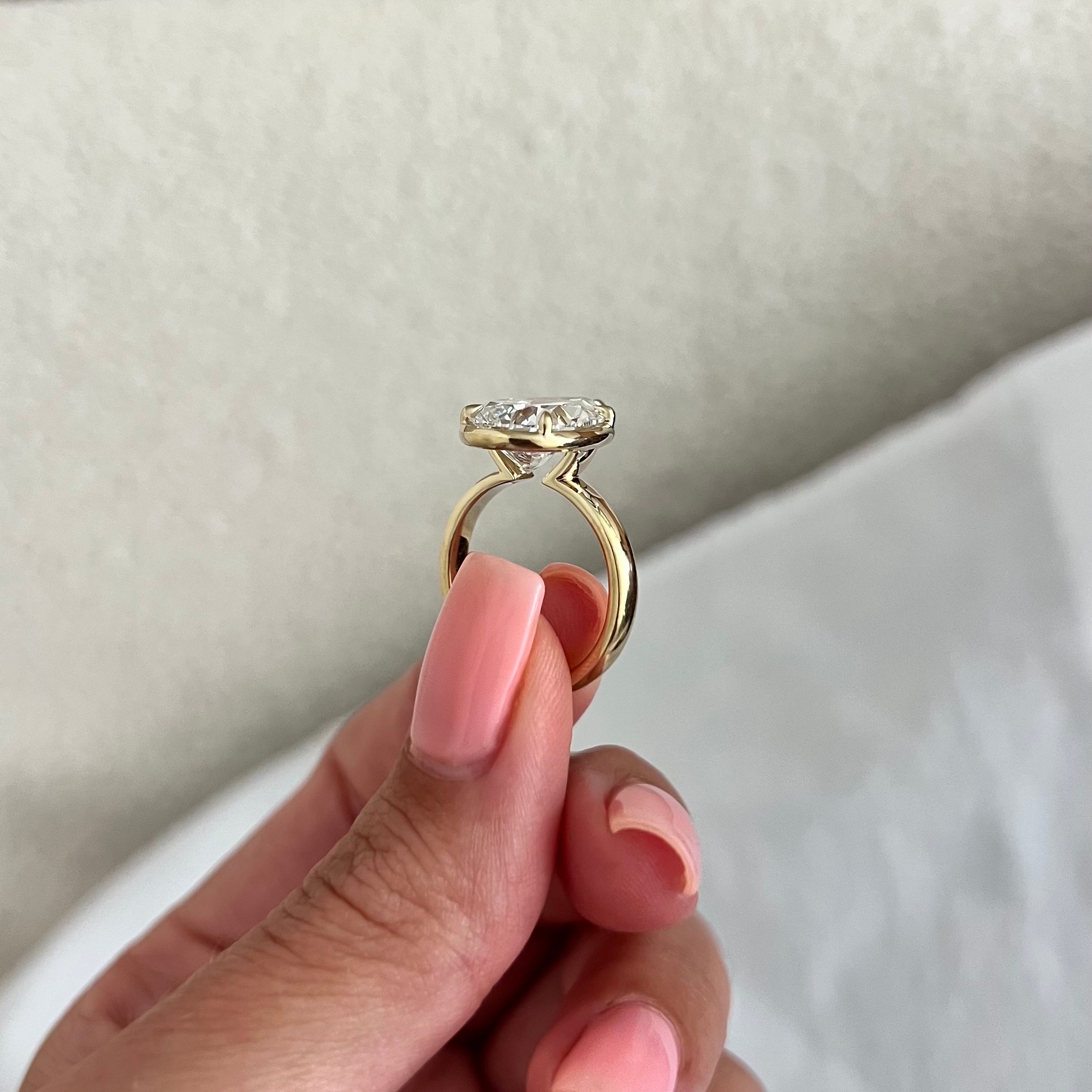 5 carat Radiant cut lab-grown diamond IGI certified, solitaire engagement ring.