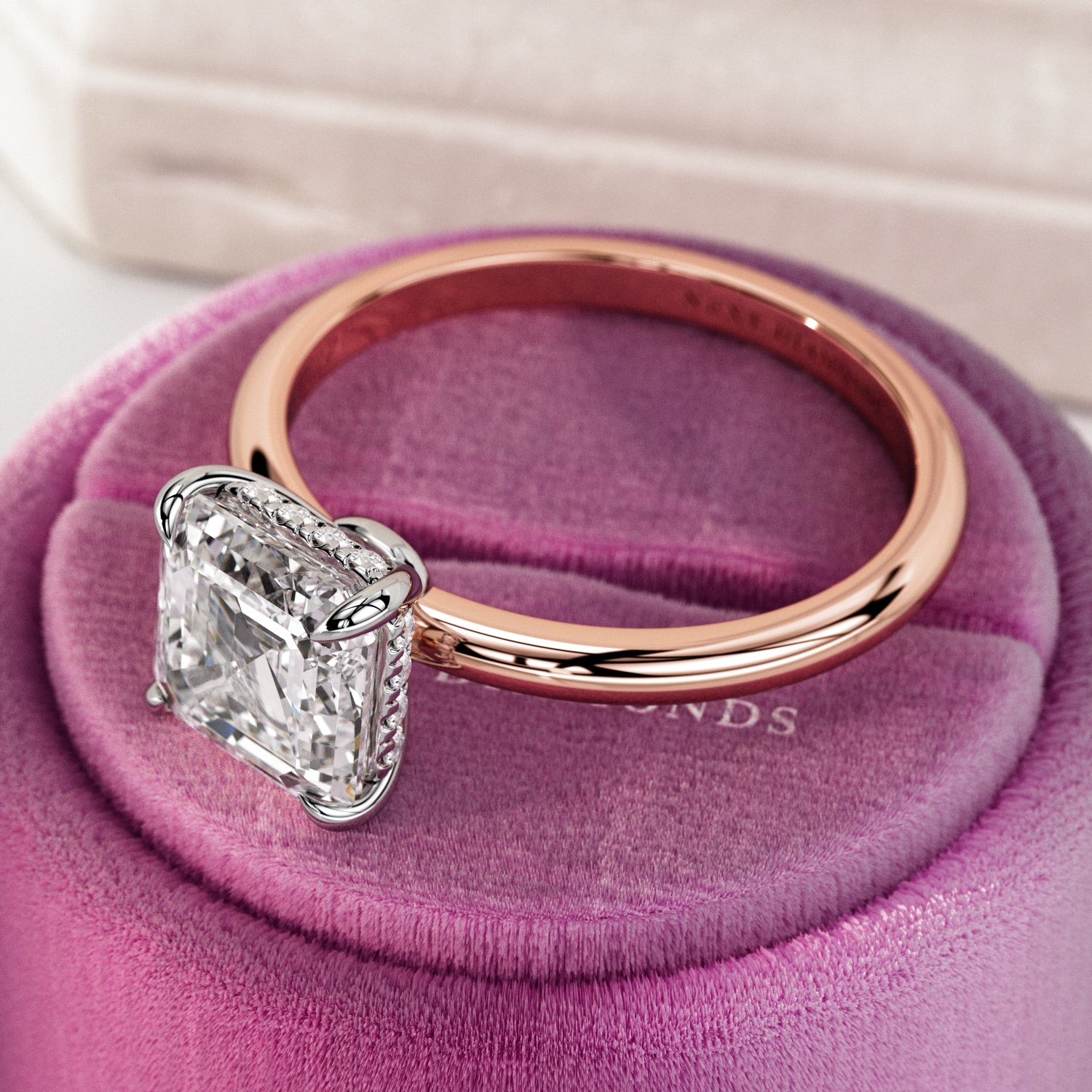 2 carat Asscher cut lab-grown diamond IGI certified, engagement ring.
