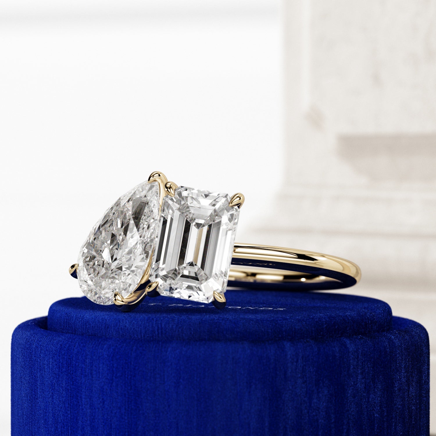 2 carat Pear cut lab-grown diamond IGI certified, toi et moi engagement ring.