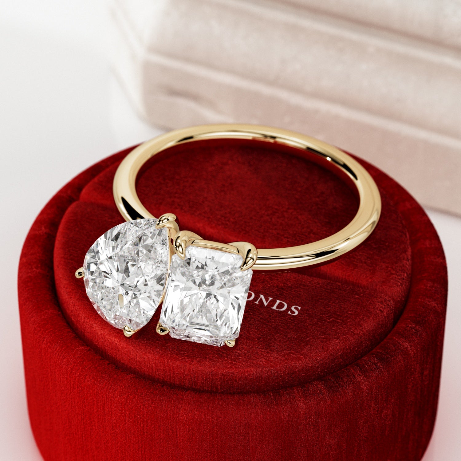 2 carat Pear cut lab-grown diamond IGI certified, toi et moi engagement ring.
