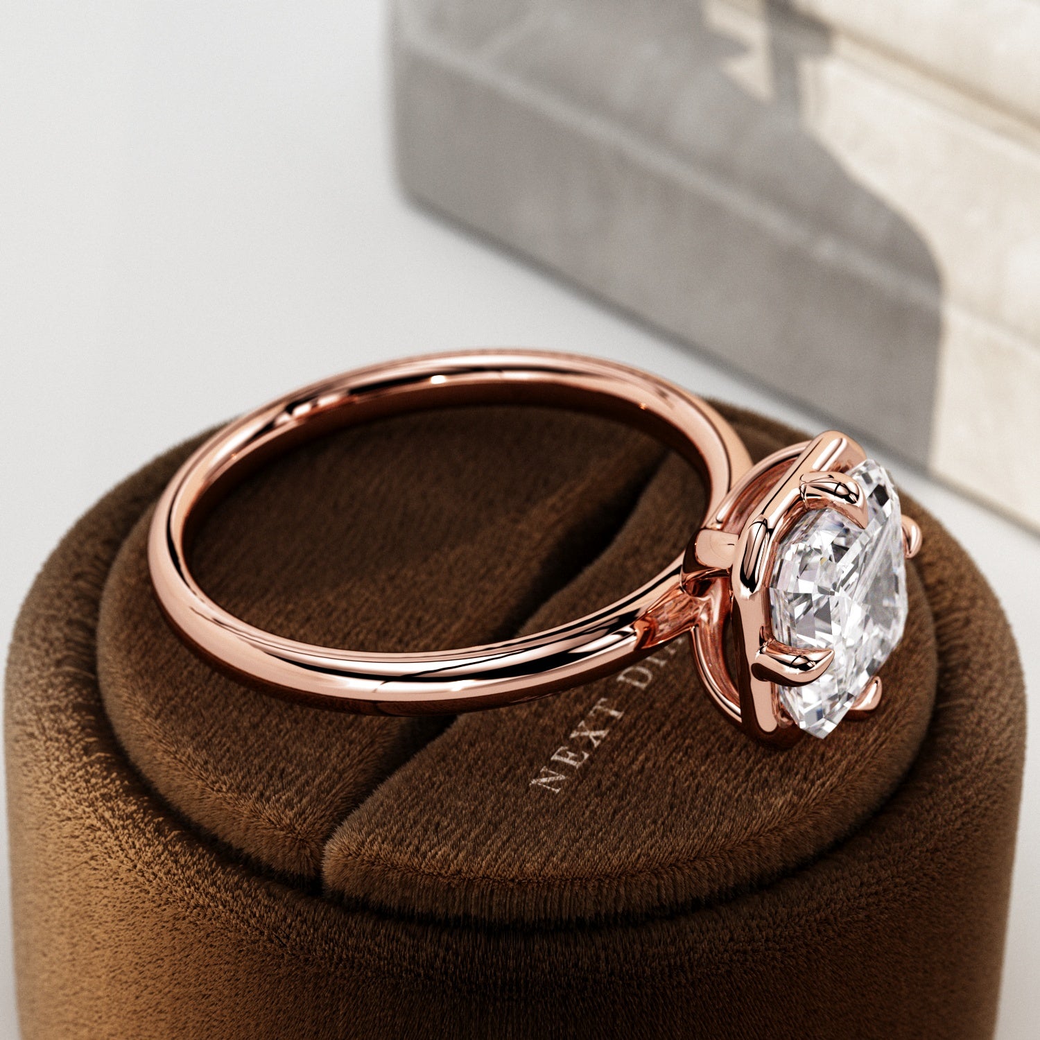 2 carat Elongated Cushion cut lab-grown diamond IGI certified, bezel engagement ring.