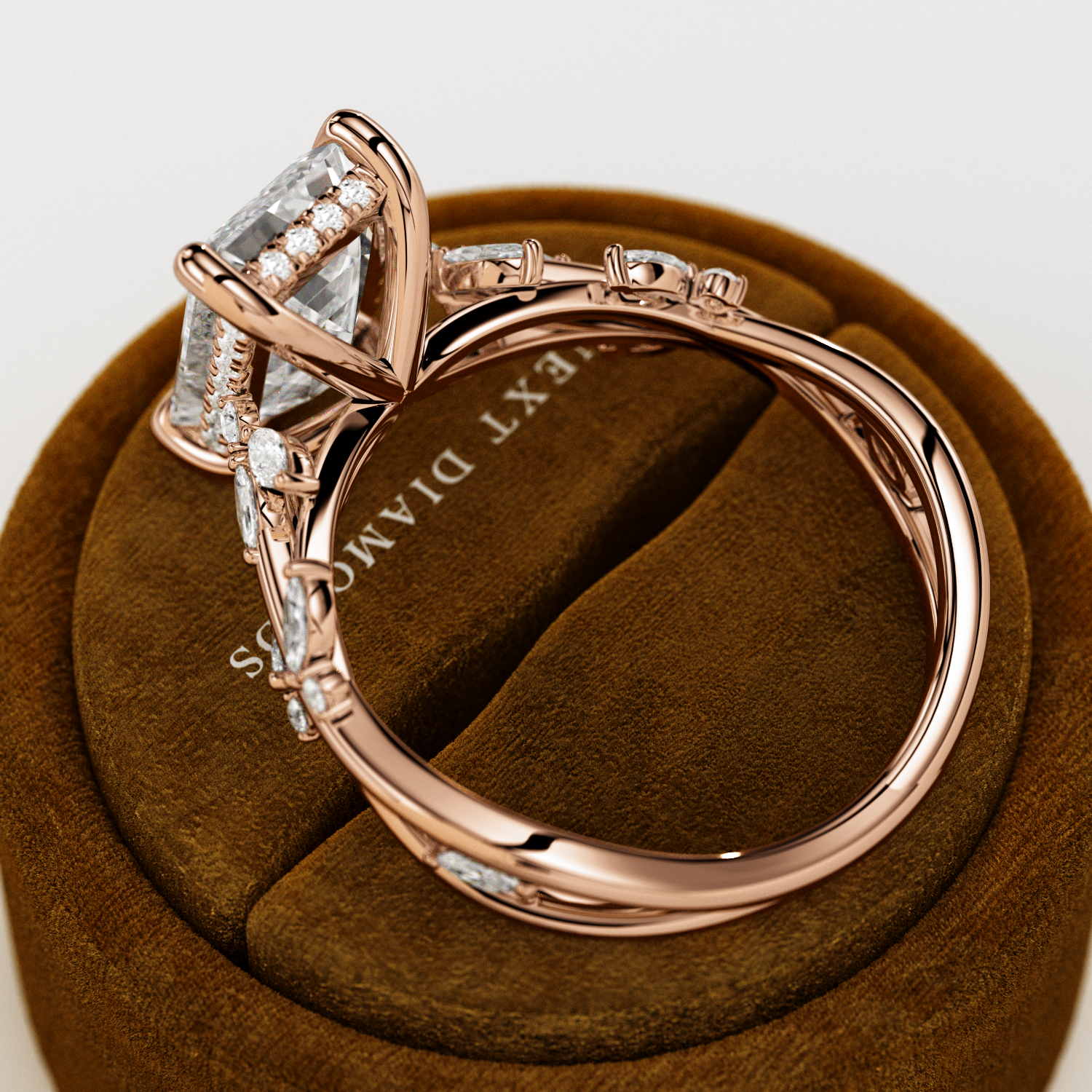 3 carat Emerald cut lab-grown diamond IGI certified, side stones engagement ring.