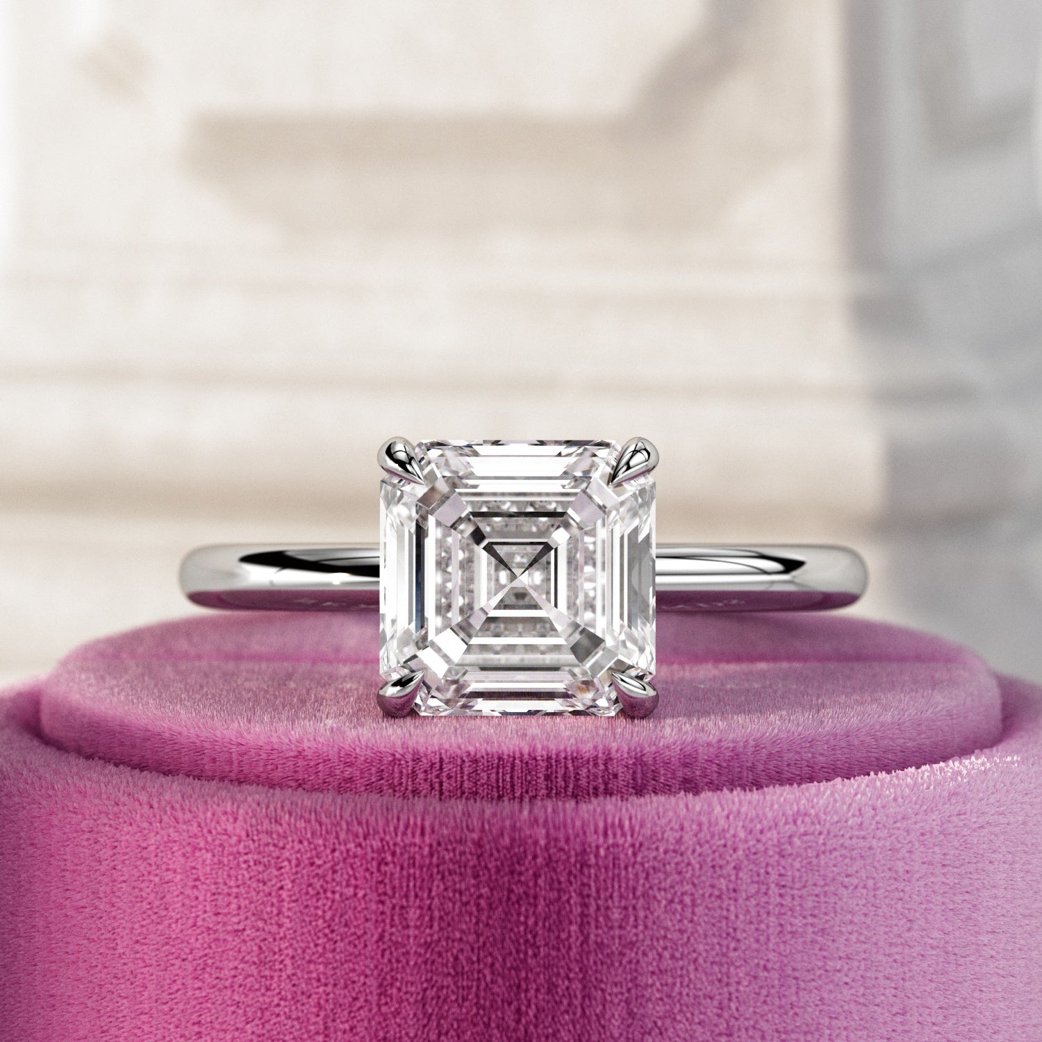 2 carat Asscher cut lab-grown diamond IGI certified, engagement ring.