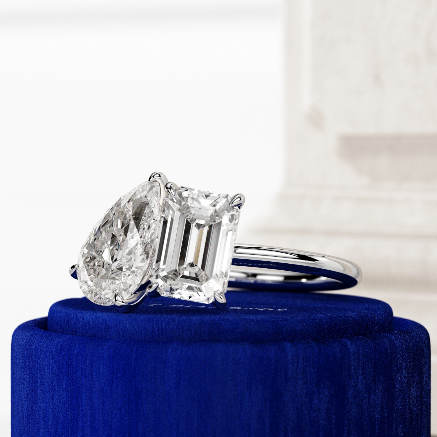 2 carat Pear cut lab-grown diamond IGI certified, toi et moi engagement ring.