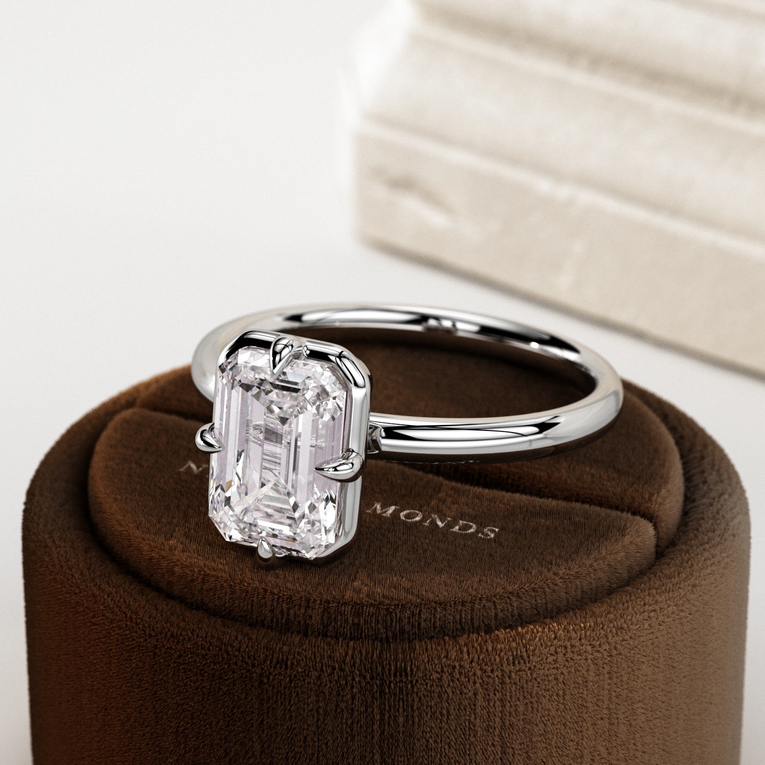 2 carat Elongated Cushion cut lab-grown diamond IGI certified, bezel engagement ring.