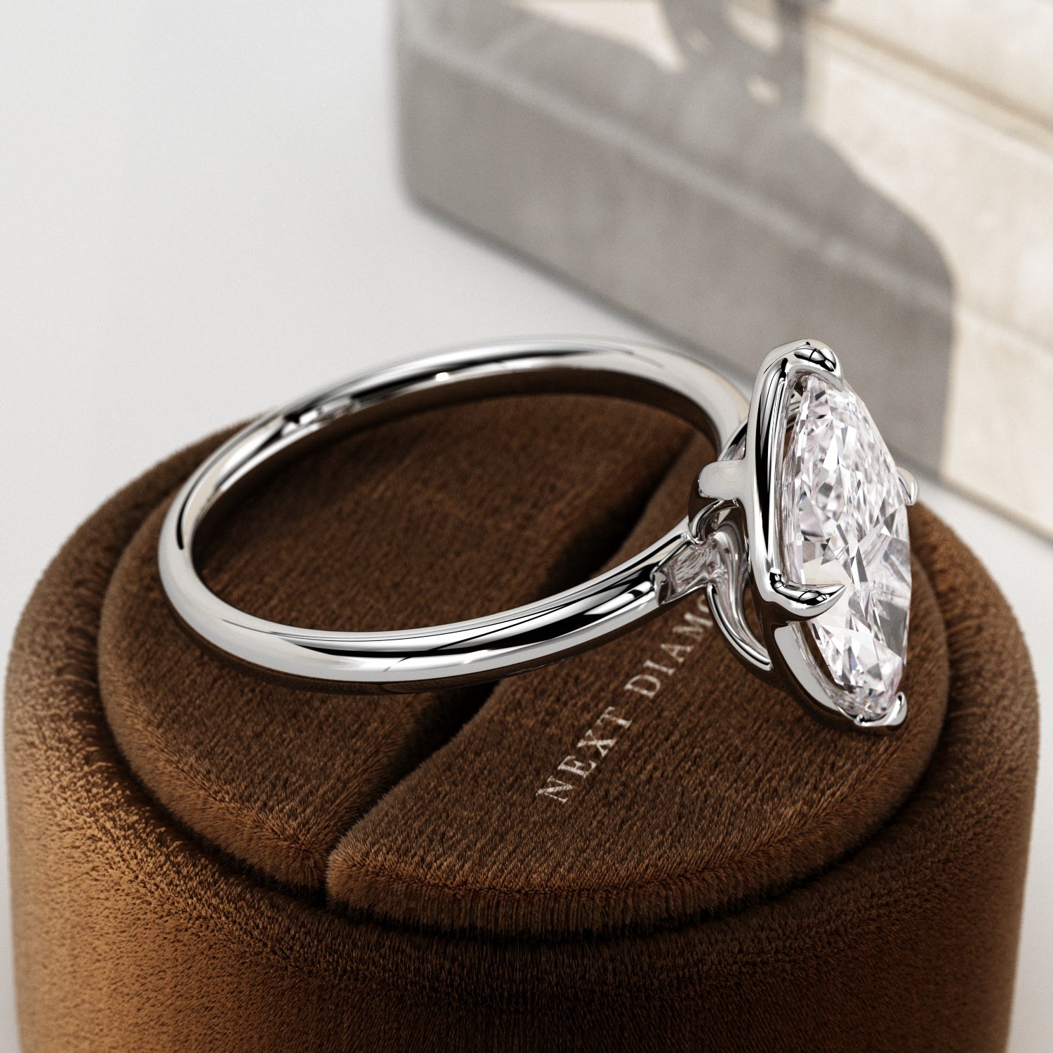 2 carat Elongated Cushion cut lab-grown diamond IGI certified, bezel engagement ring.