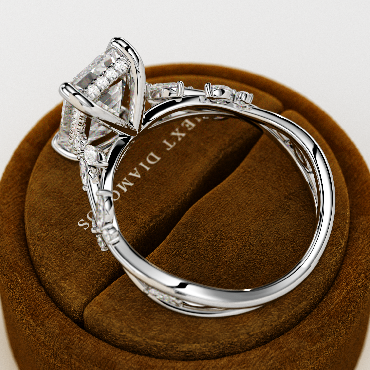 3 carat Emerald cut lab-grown diamond IGI certified, side stones engagement ring.