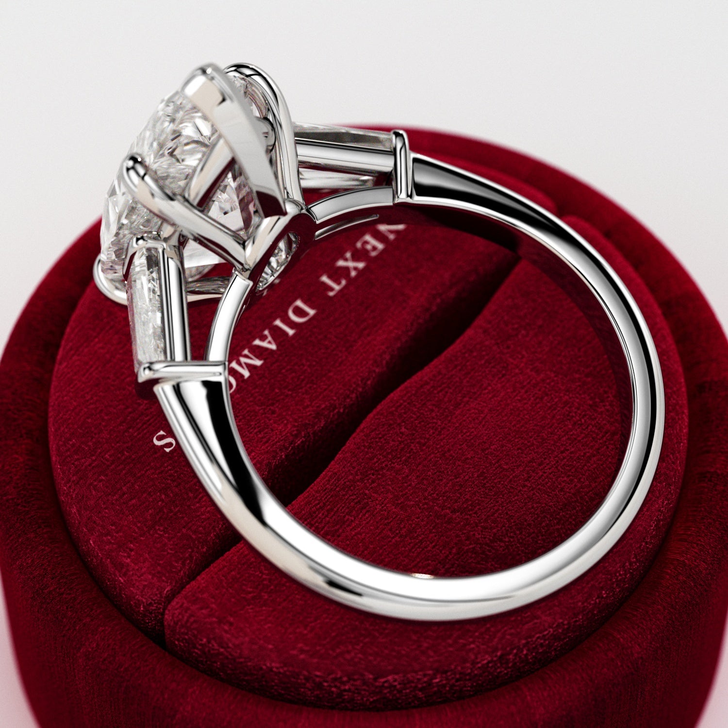 5 carat Pear cut lab-grown diamond IGI certified, three stone engagement ring.