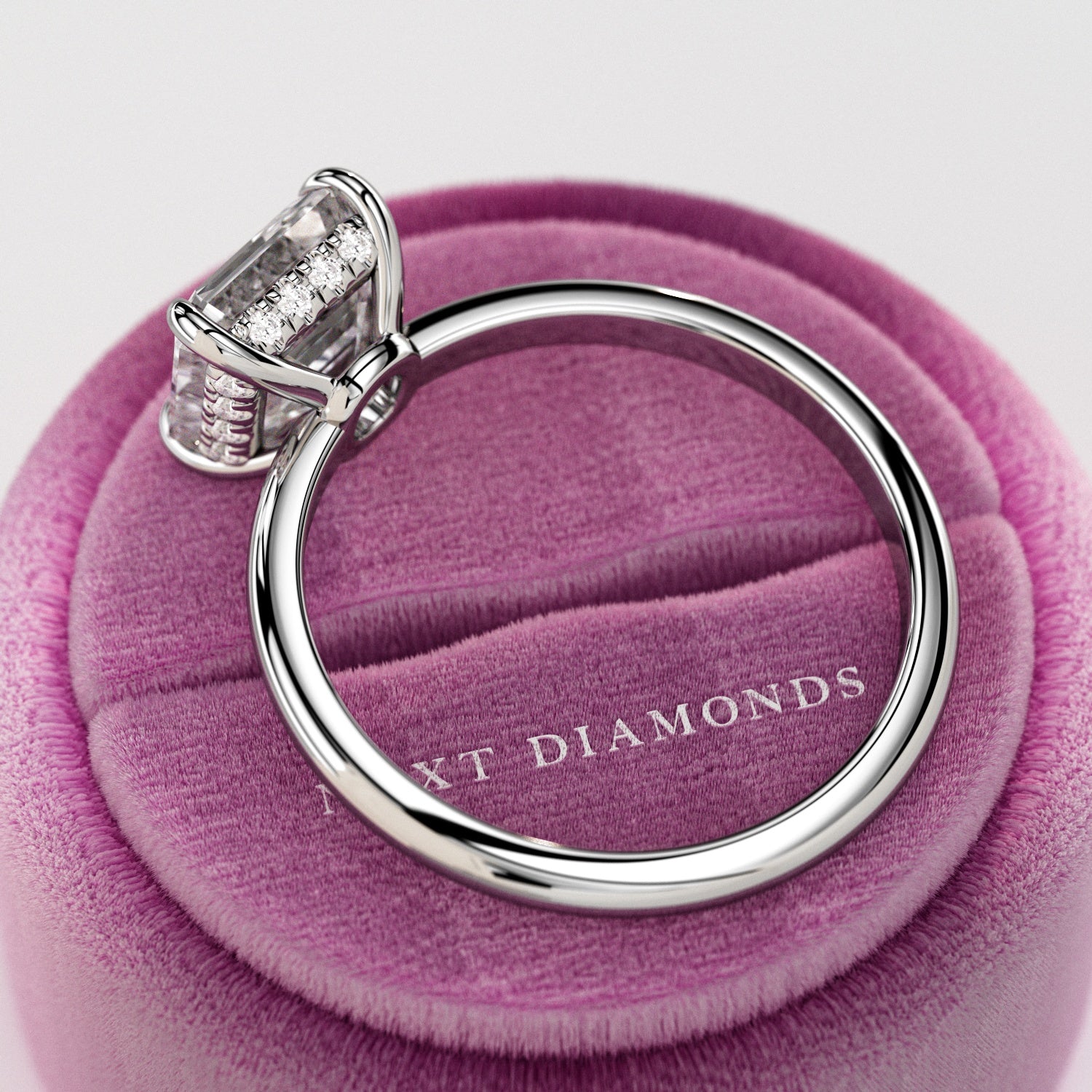 2 carat Asscher cut lab-grown diamond IGI certified, engagement ring.