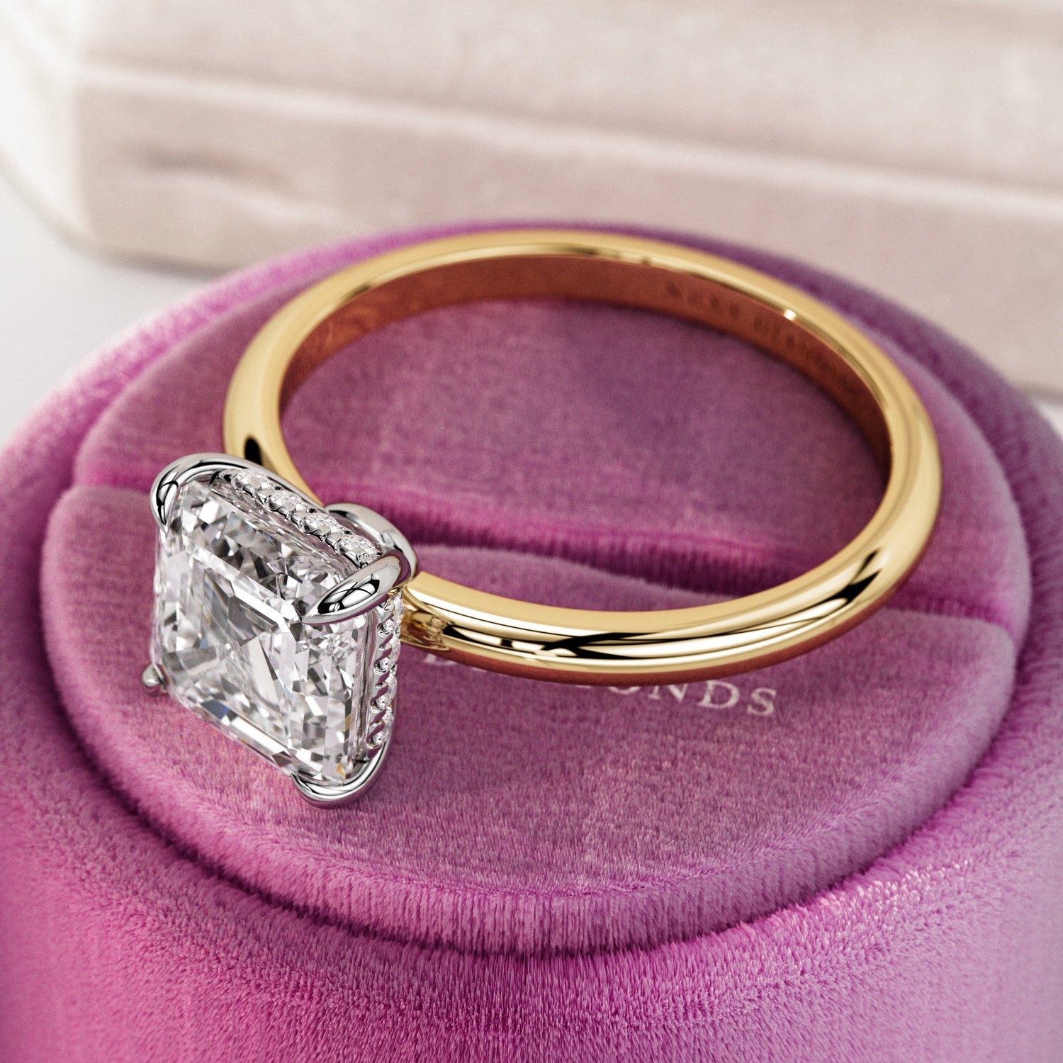 2 carat Asscher cut lab-grown diamond IGI certified, engagement ring.
