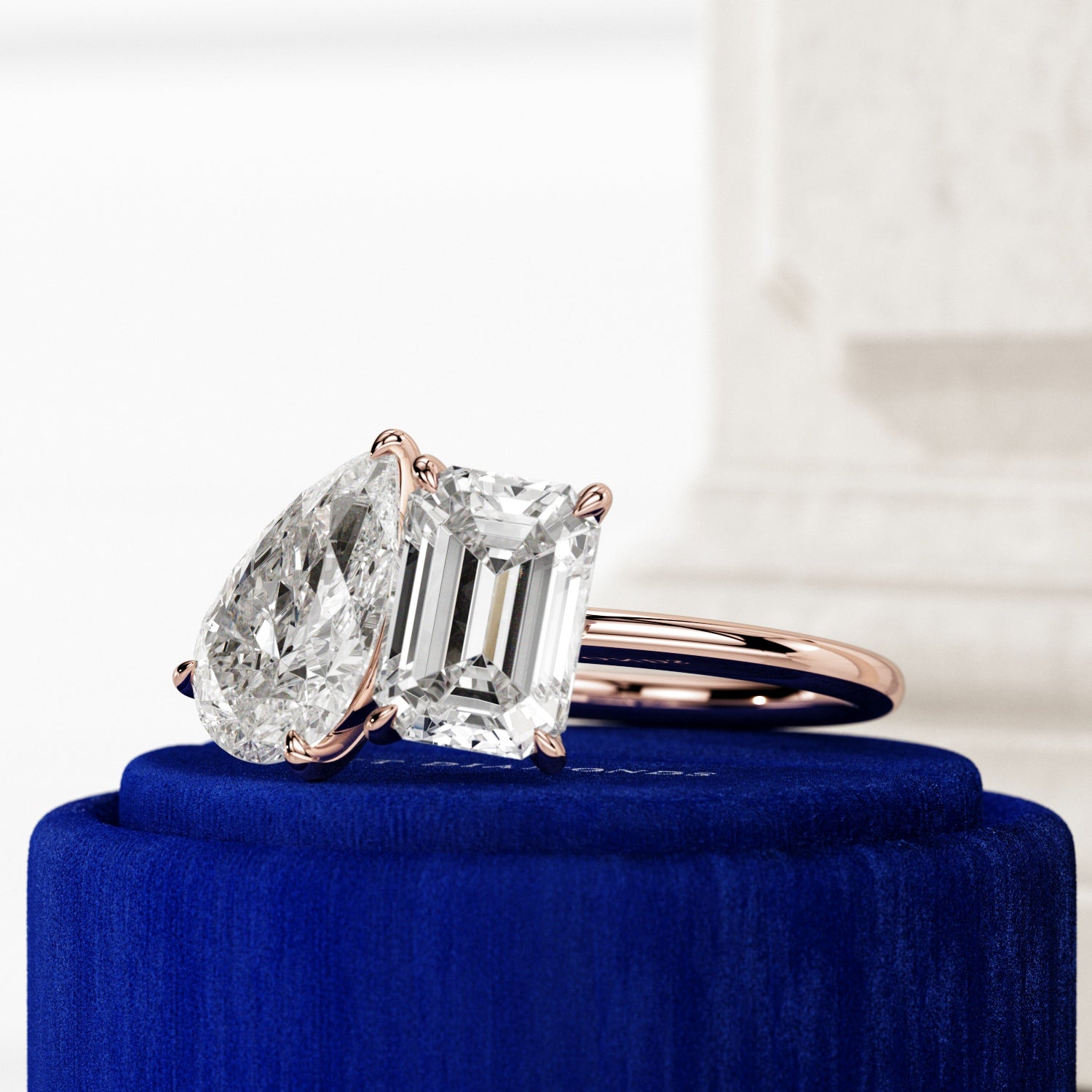 2 carat Pear cut lab-grown diamond IGI certified, toi et moi engagement ring.