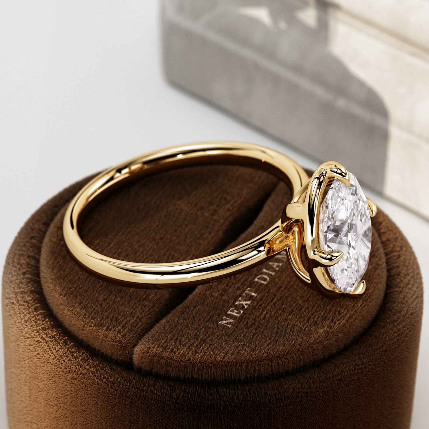 2 carat Elongated Cushion cut lab-grown diamond IGI certified, bezel engagement ring.