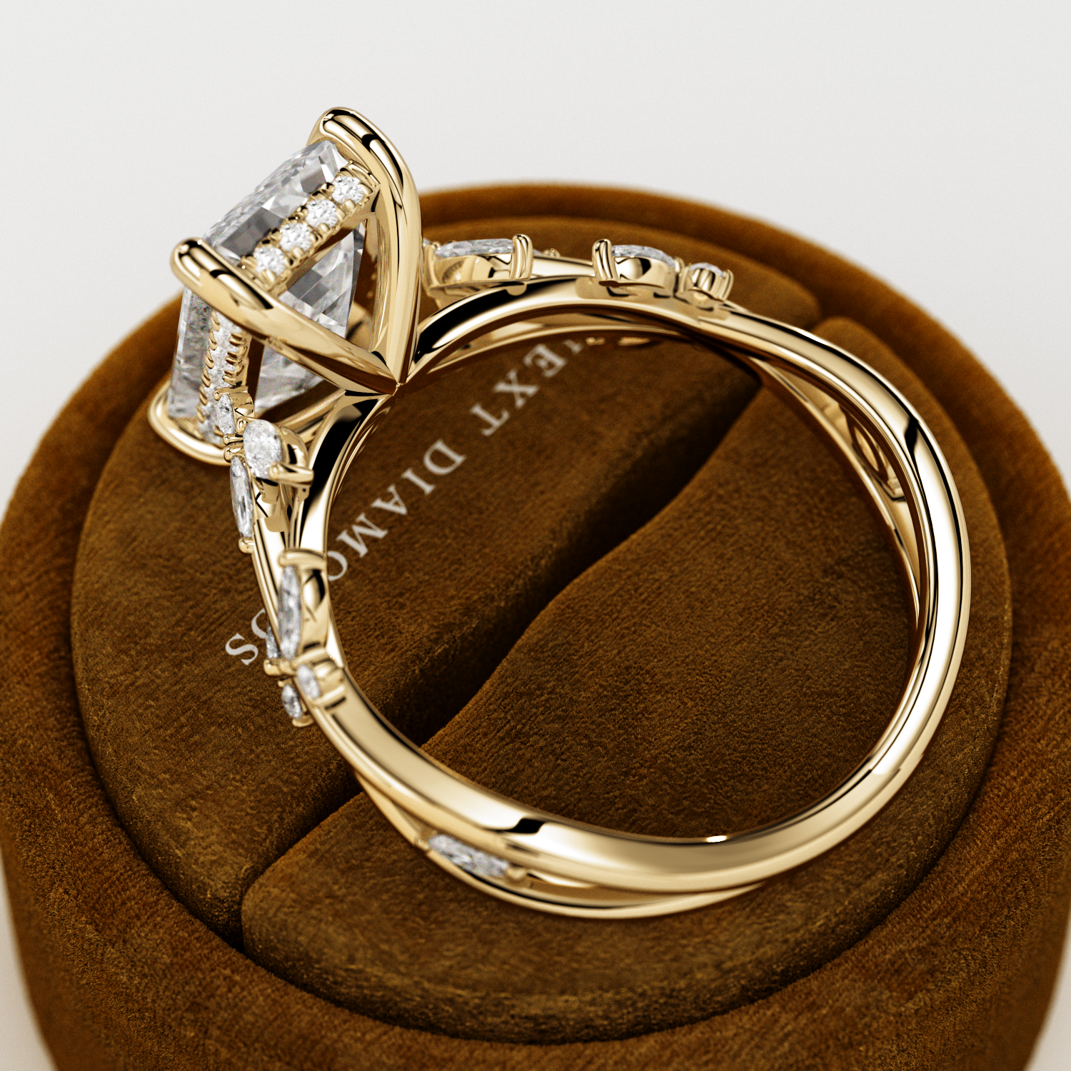3 carat Emerald cut lab-grown diamond IGI certified, side stones engagement ring.