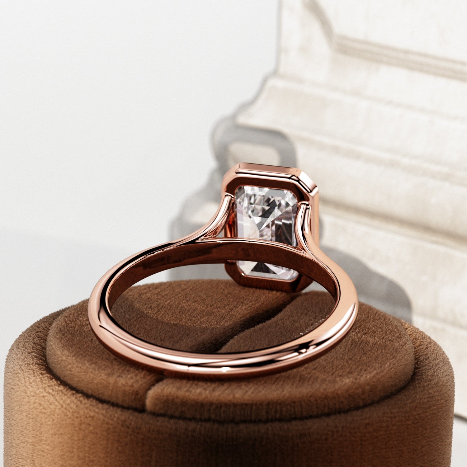 2.5 carat Emerald cut lab-grown diamond IGI certified, bezel engagement ring.