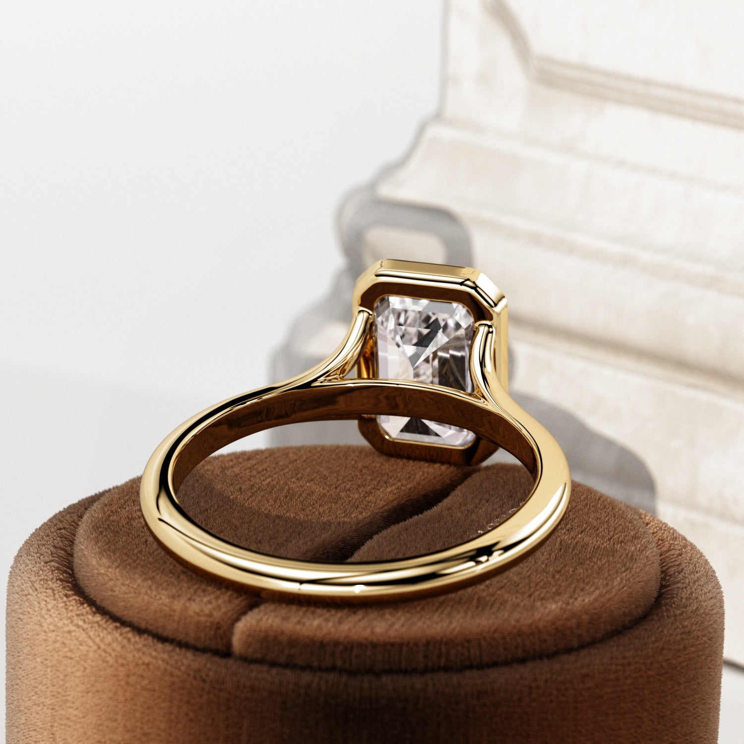 2.5 carat Emerald cut lab-grown diamond IGI certified, bezel engagement ring.