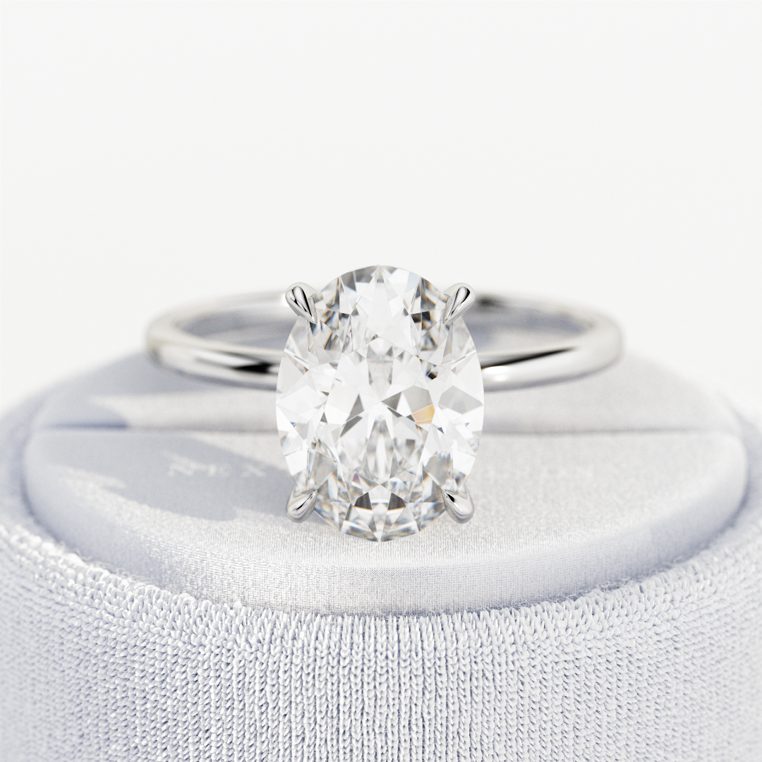 3 carat Oval cut lab-grown diamond IGI certified, solitaire engagement ring.