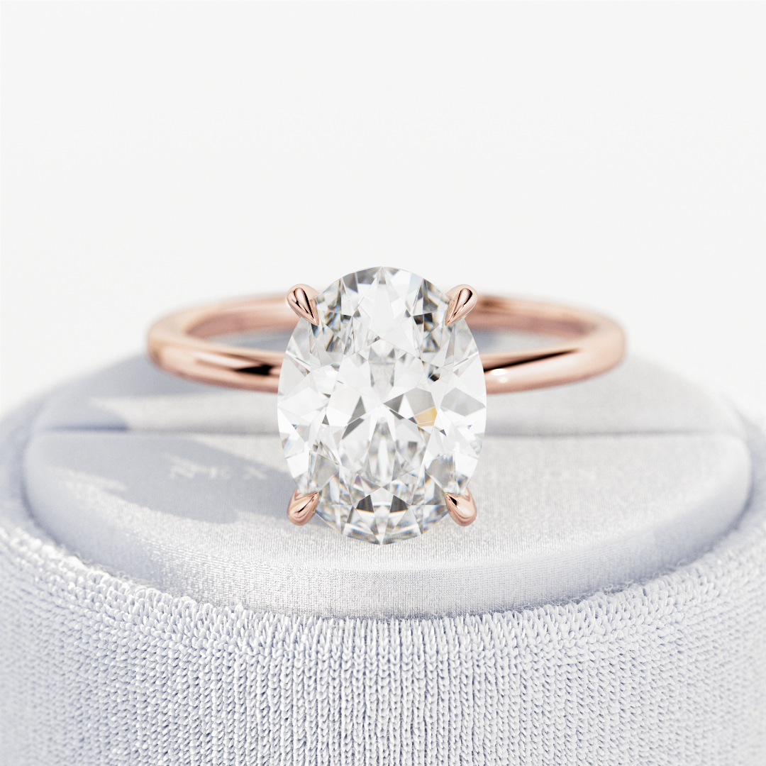 3 carat Oval cut lab-grown diamond IGI certified, solitaire engagement ring.