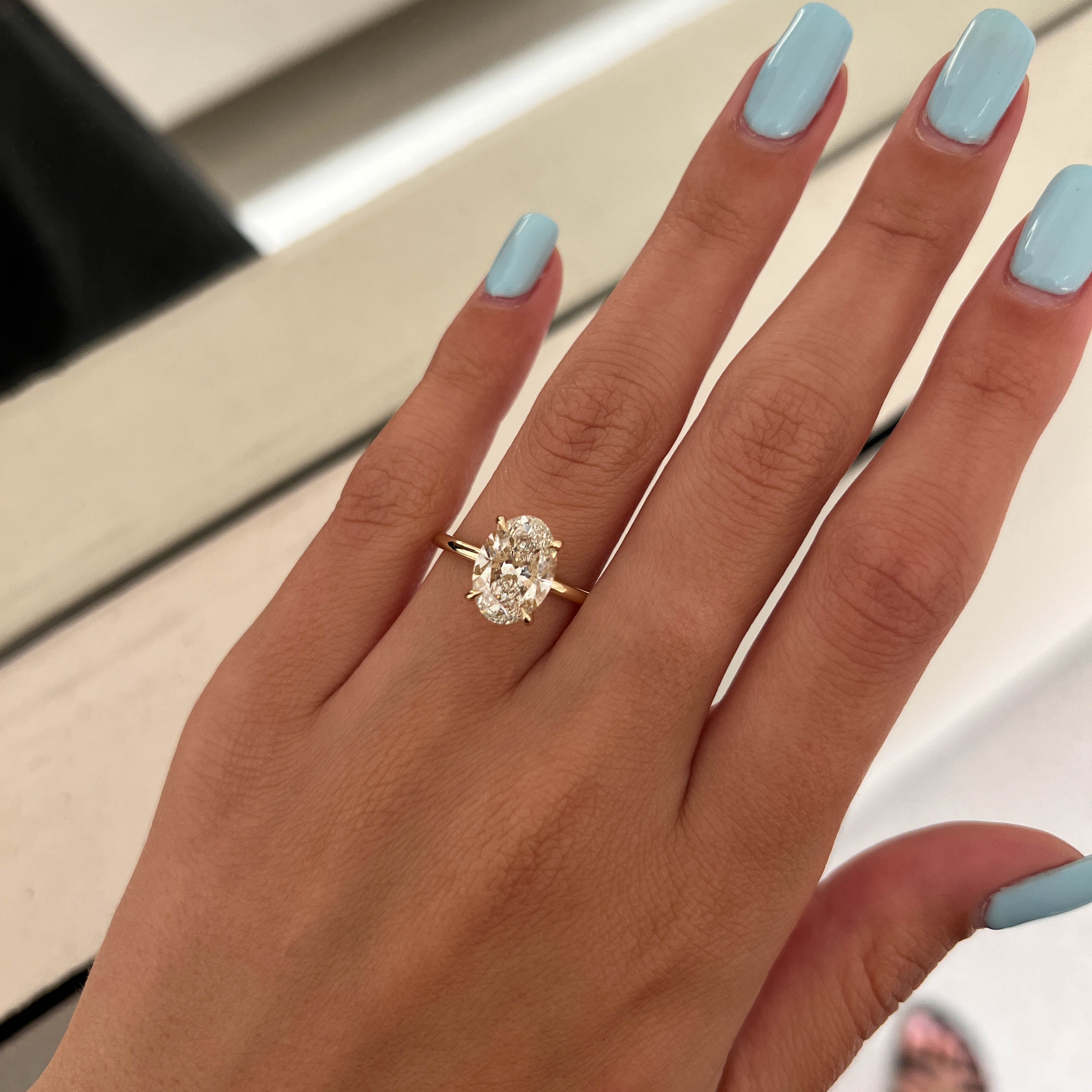 all-groups | 3 carat Oval cut lab-grown diamond IGI certified, solitaire engagement ring.