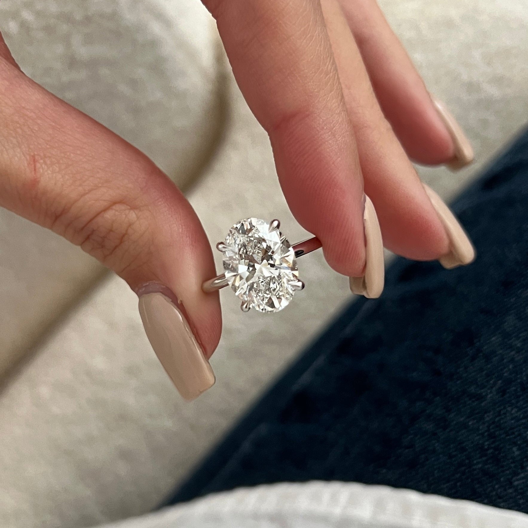 3 carat Oval cut lab-grown diamond IGI certified, engagement ring.