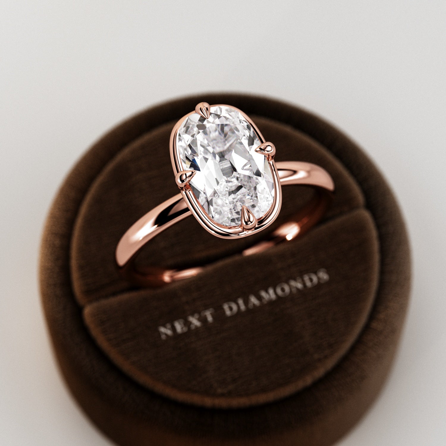 2 carat Elongated Cushion cut lab-grown diamond IGI certified, bezel engagement ring.