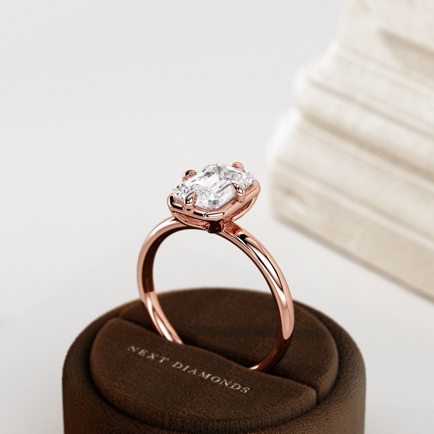 2 carat Elongated Cushion cut lab-grown diamond IGI certified, bezel engagement ring.