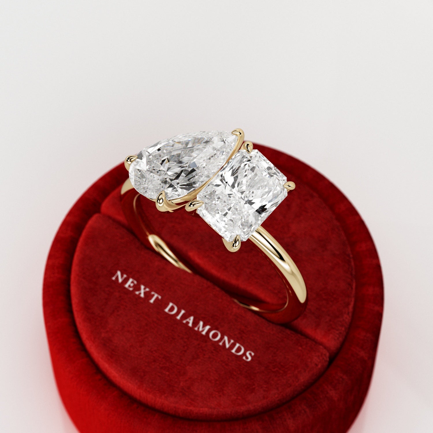 2 carat Pear cut lab-grown diamond IGI certified, toi et moi engagement ring.