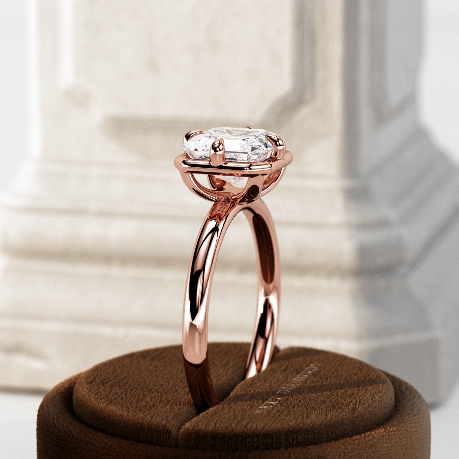 2 carat Elongated Cushion cut lab-grown diamond IGI certified, bezel engagement ring.