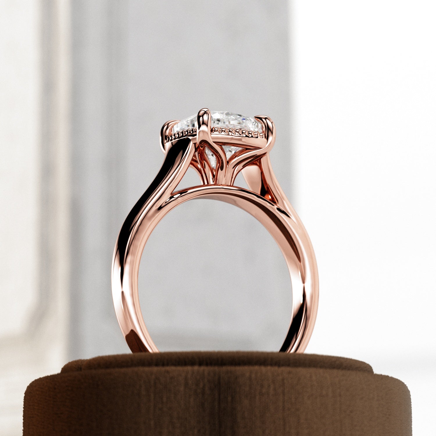 2 carat Cushion cut lab-grown diamond IGI certified, bezel engagement ring.