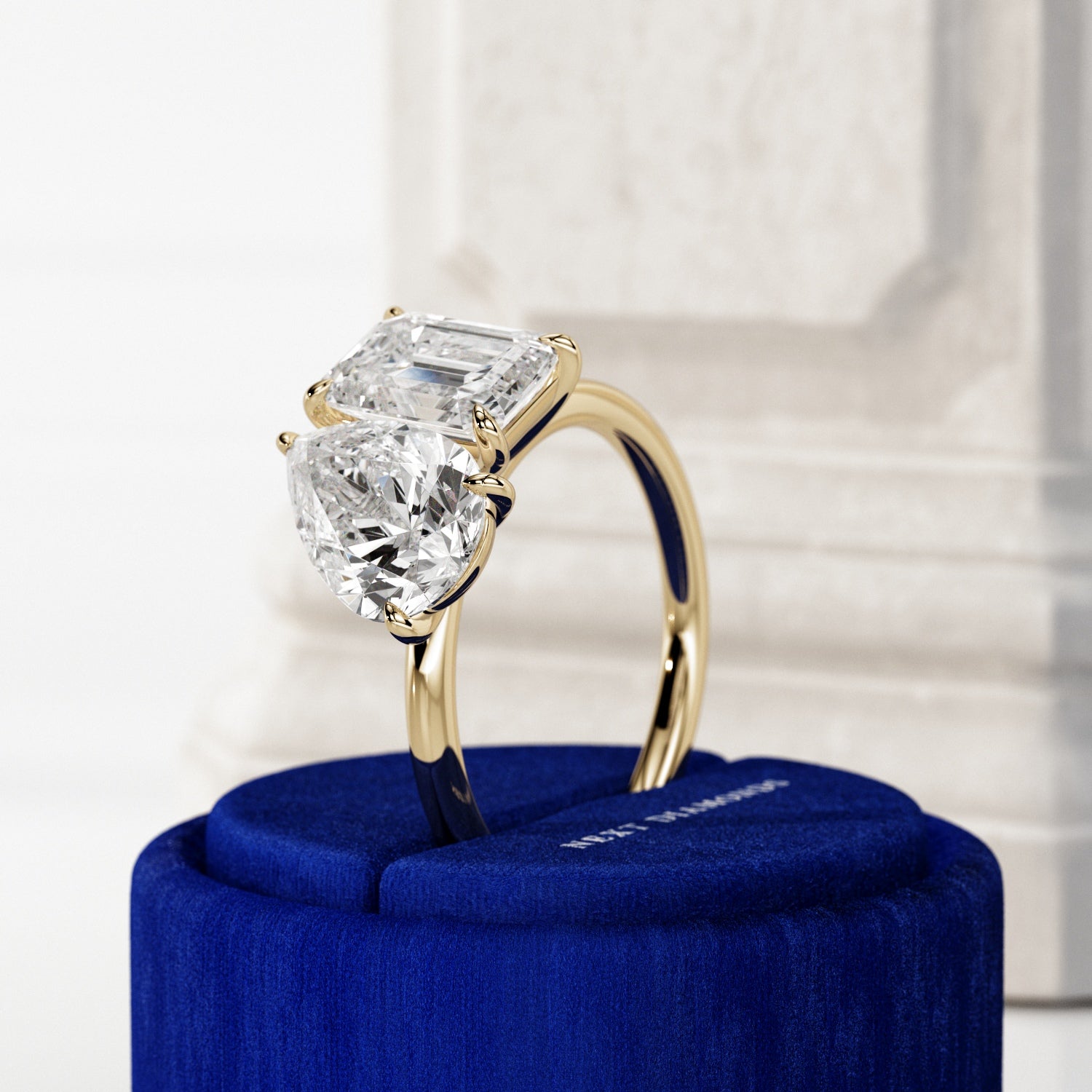 2 carat Pear cut lab-grown diamond IGI certified, toi et moi engagement ring.