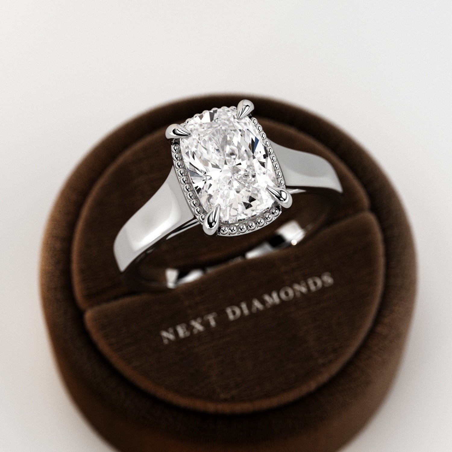 2 carat Cushion cut lab-grown diamond IGI certified, engagement ring.