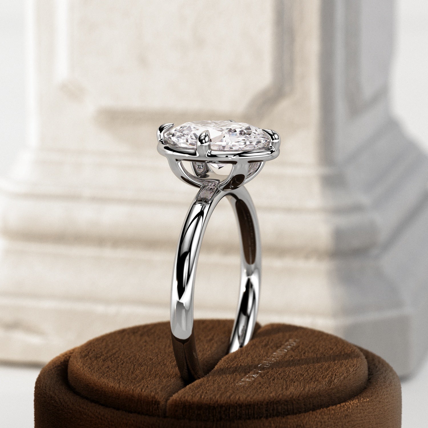 2 carat Elongated Cushion cut lab-grown diamond IGI certified, bezel engagement ring.