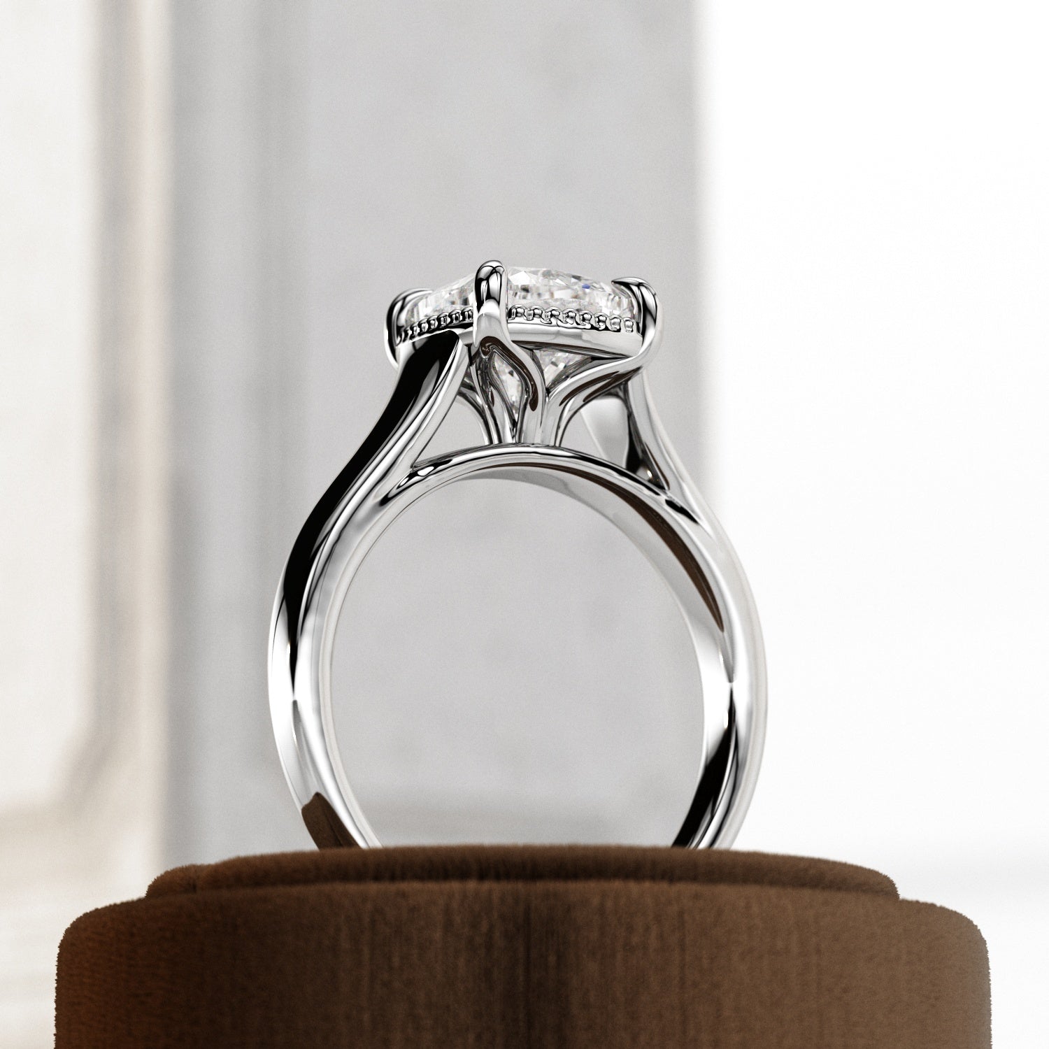 2 carat Cushion cut lab-grown diamond IGI certified, bezel engagement ring.