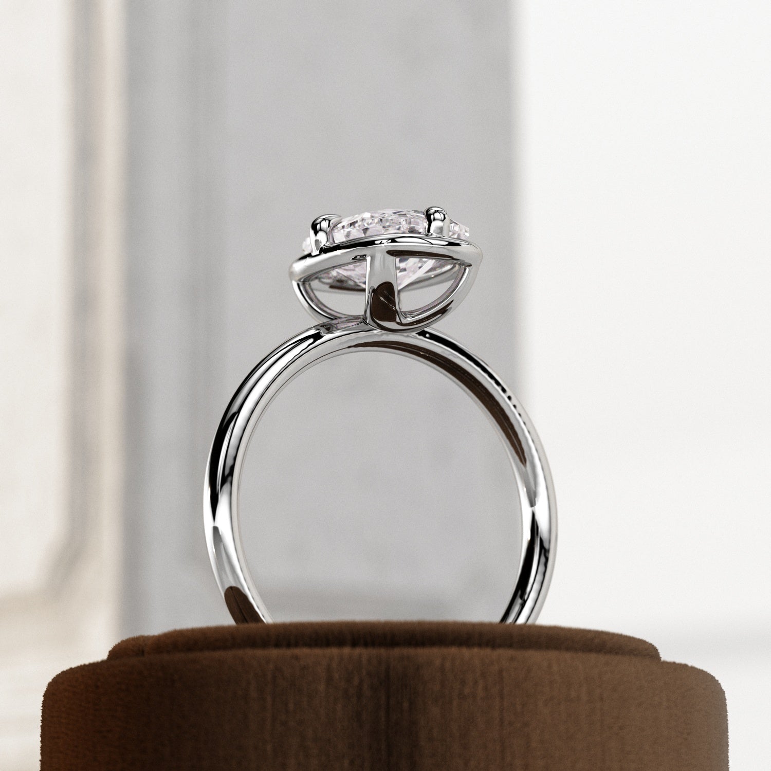 2 carat Elongated Cushion cut lab-grown diamond IGI certified, bezel engagement ring.