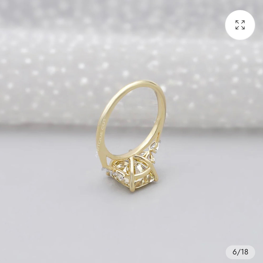2 carat Elongated Cushion cut lab-grown diamond IGI certified, side stones engagement ring.
