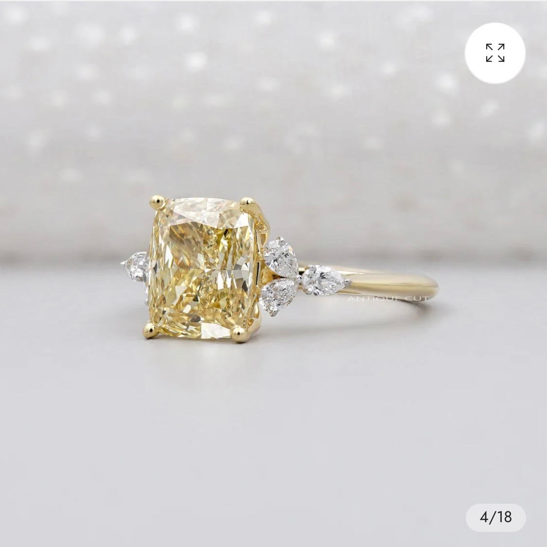 2 carat Elongated Cushion cut lab-grown diamond IGI certified, side stones engagement ring.