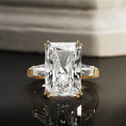 10 carat Radiant cut lab-grown diamond IGI certified, three stone engagement ring.