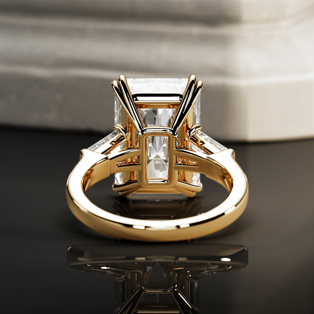 10 carat Radiant cut lab-grown diamond IGI certified, three stone engagement ring.