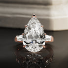 10 carat Pear cut lab-grown diamond IGI certified, three stone engagement ring.