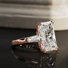 10 carat Radiant cut lab-grown diamond IGI certified, three stone engagement ring.