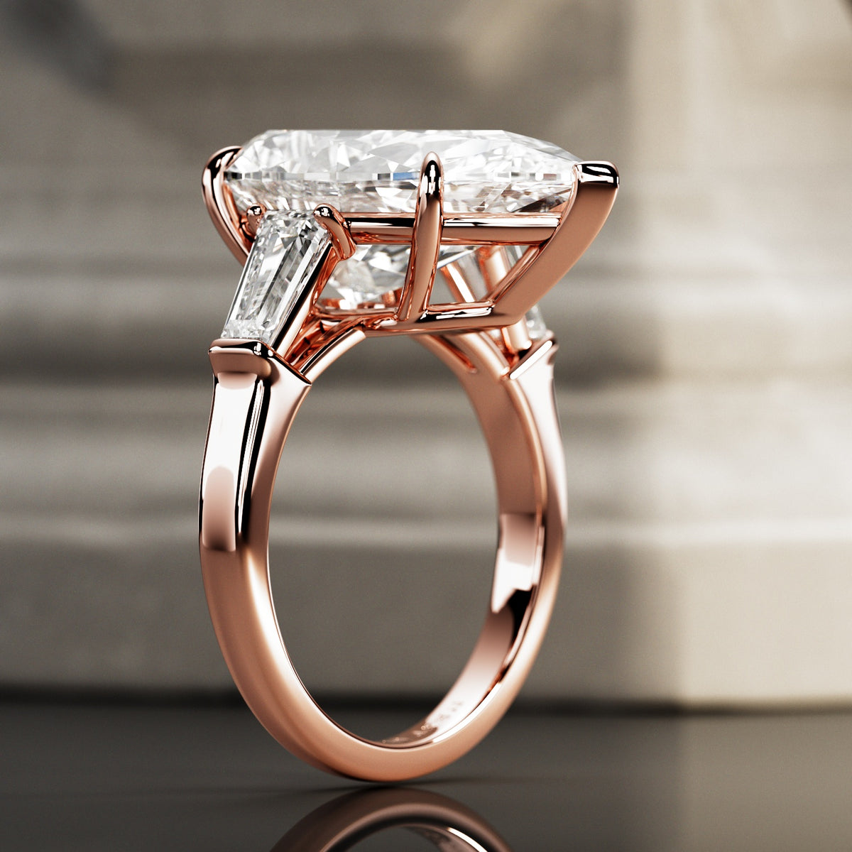 10 carat Pear cut lab-grown diamond IGI certified, three stone engagement ring.