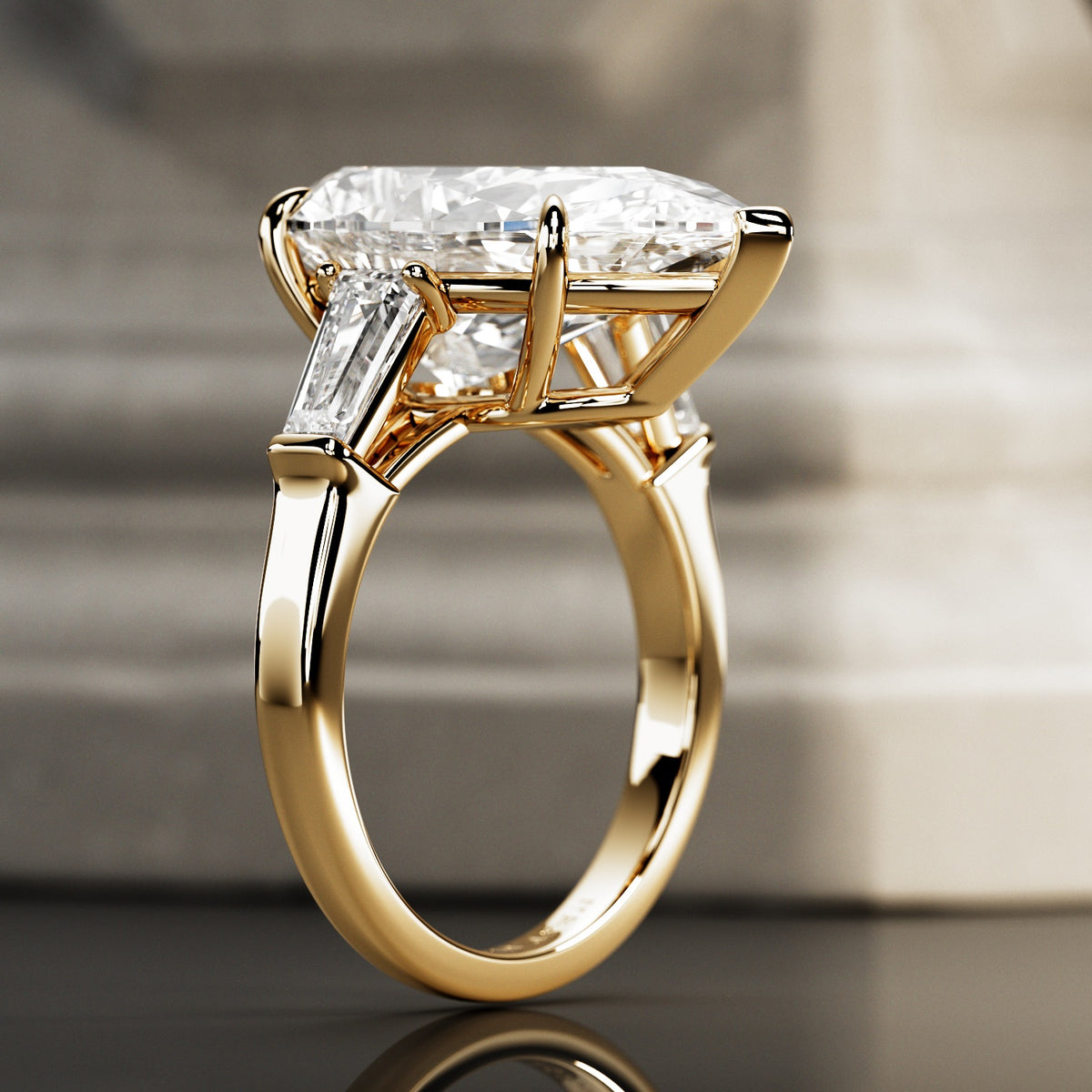 10 carat Pear cut lab-grown diamond IGI certified, three stone engagement ring.