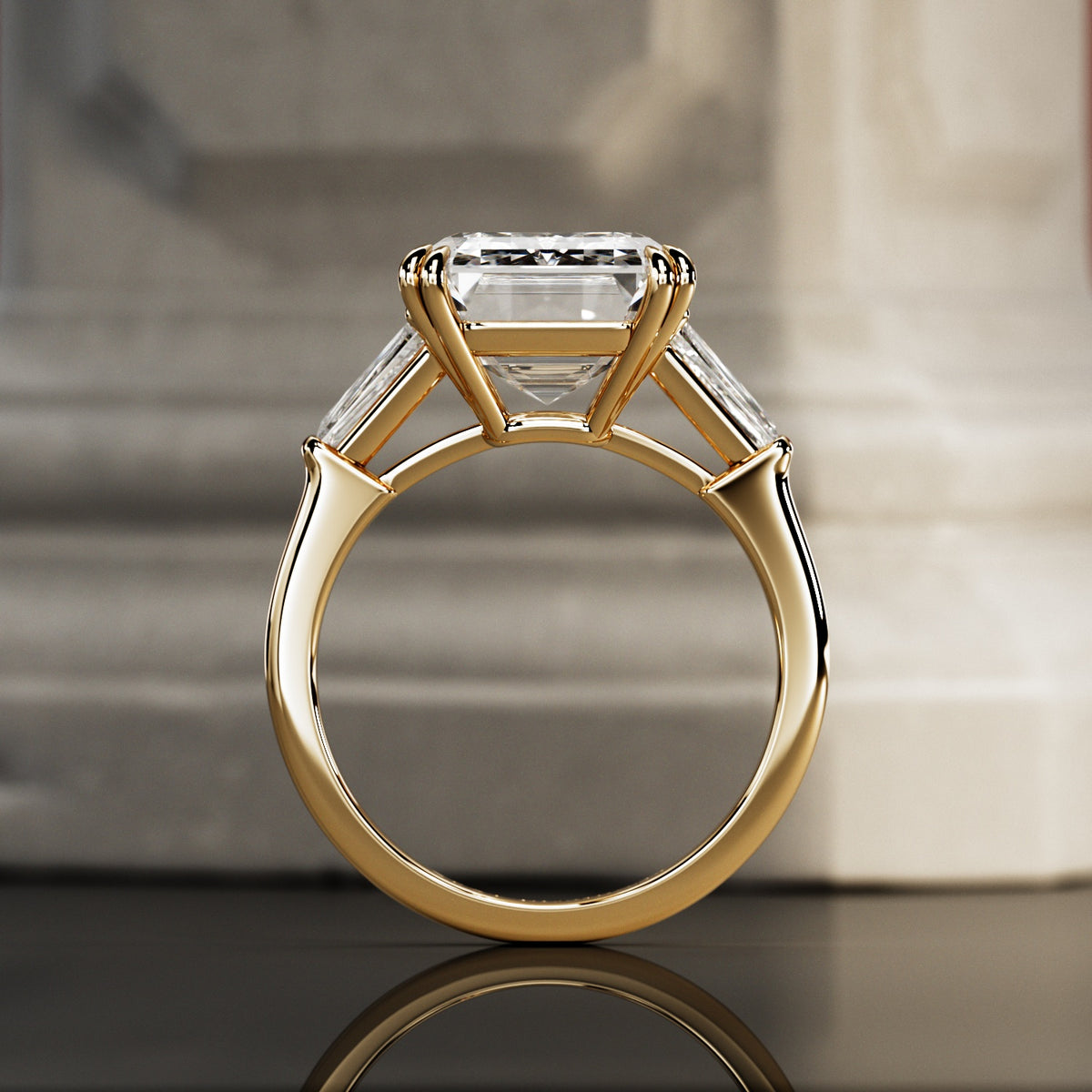 10 carat Emerald cut lab-grown diamond IGI certified, emerald shape engagement ring.
