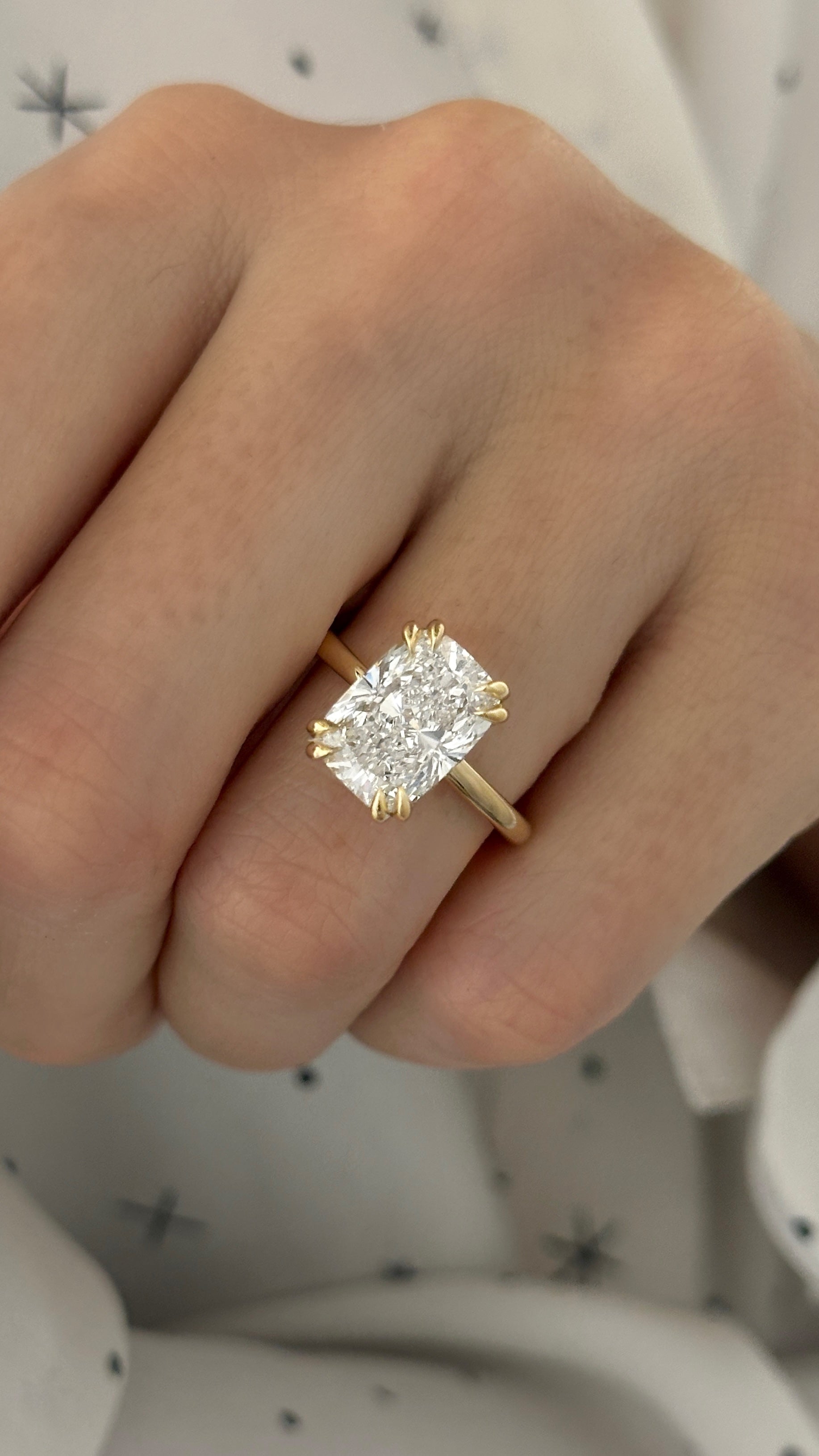 all-groups | 4 carat Radiant cut lab-grown diamond IGI certified, hidden halo engagement ring.